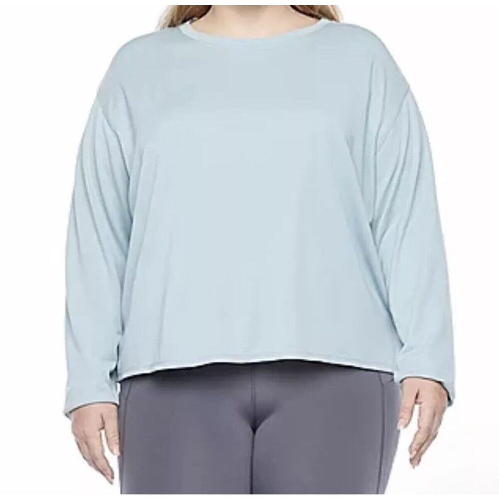 Stylus Women Aqua Tourmaline Crew Neck Long Sleeve Top size 2X. NWT. 10